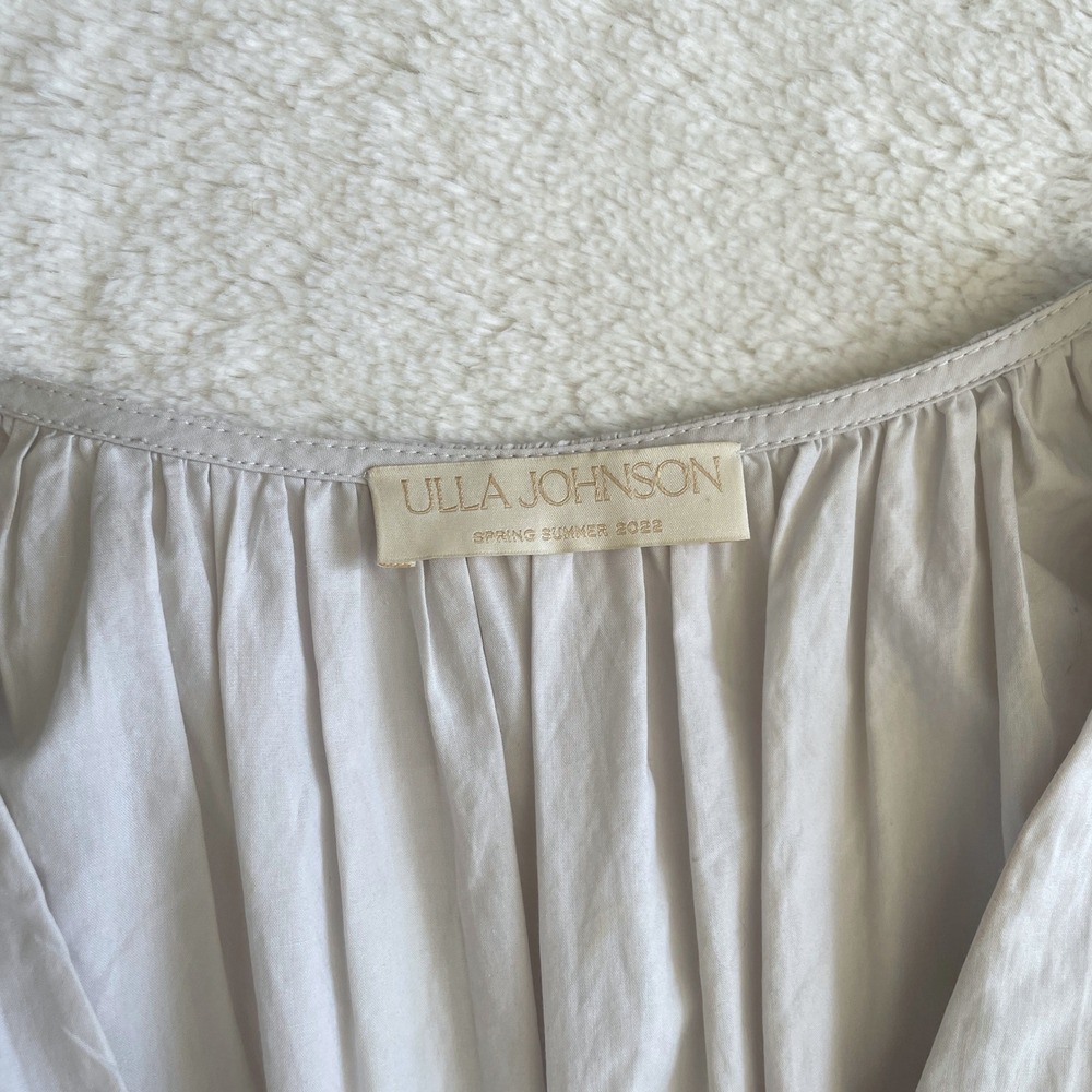 Ulla Johnson Sena Tiered Flutter-Sleeve Ruffle Dress in Dove Light Gray Size 10 - Picture 4 of 13